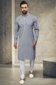 Grey Cotton Mens Kurta Pajama (NMK-6148)