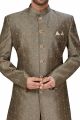 Grey Dupion Silk Mens Sherwani (NMK-4961)