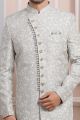 Grey Imported Jaquard Silk Indo Western (NMK-6173)