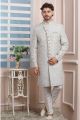 Grey Imported Jaquard Silk Indo Western (NMK-6173)