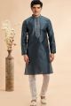 Grey Jaquard Art Silk Kurta Pajama (NMK-7909)