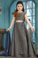 Grey Jaquard Girls Lehenga Choli (NFG-209)