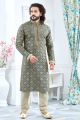 Grey Jaquard Kurta Pajama (NMK-4147)