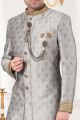 Grey Jaquard Mens Sherwani (NMK-5262)