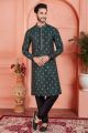 Grey Jaquard Silk Brocade Indian Kurta (NMK-7765)