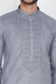 Grey Linen Cotton Kurta Pajama (NMK-7578)