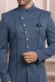 Grey Mens Jaquard Silk Indo Western (NMK-6190)