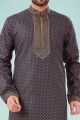 Grey Printed Cotton Silk Casual Kurta (NMK-4845)