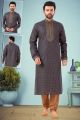 Grey Printed Cotton Silk Casual Kurta (NMK-4845)