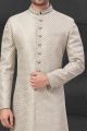 Grey Silk Sherwani (NMK-6018)