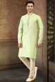 Jaquard Art Silk Pista Green Kurta Pajama (NMK-6622)