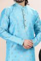 Jaquard Banarasi Silk Blue Kurta for Men (NMK-6629)