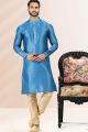 Jaquard Banarasi Silk Blue Kurtas for Men (NMK-6639)