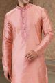 Jaquard Banarasi Silk Dark Peach Kurta Pajama (NMK-6608)