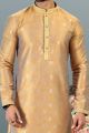 Jaquard Banarasi Silk Gold Mens Kurta Pajama (NMK-6632)