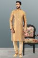 Jaquard Banarasi Silk Gold Mens Kurta Pajama (NMK-6632)