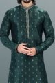 Jaquard Banarasi Silk Green Kurtas for Men (NMK-6642)