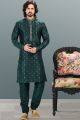 Jaquard Banarasi Silk Green Kurtas for Men (NMK-6642)