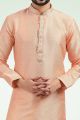 Jaquard Banarasi Silk Peach Mens Kurta Pajama (NMK-6445)