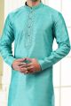 Jaquard Banarasi Silk Teal Green Mens Kurta (NMK-6607)