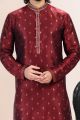 Jaquard Banarasi Silk Wine Kurta Pajama (NMK-6641)