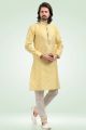 Jaquard Banarasi Silk Yellow Mens Kurta (NMK-6433)