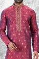 Jaquard Silk Brocade 2 Toned Pink Blue Mens Kurta (NMK-6598)