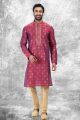 Jaquard Silk Brocade 2 Toned Pink Blue Mens Kurta (NMK-6598)