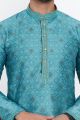 Jaquard Silk Brocade Blue Kurta (NMK-7751)