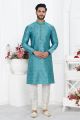 Jaquard Silk Brocade Blue Kurta (NMK-7751)