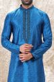 Jaquard Silk Brocade Blue Kurtas for Men (NMK-6603)