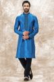 Jaquard Silk Brocade Blue Kurtas for Men (NMK-6603)