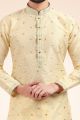 Jaquard Silk Brocade Cream Kurta Pajama (NMK-6432)