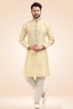 Jaquard Silk Brocade Cream Kurta Pajama (NMK-6432)