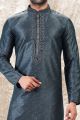 Jaquard Silk Brocade Grey Mens Kurta Pajama (NMK-6605)