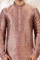 Jaquard Silk Brocade Onion Pink Kurta Pajama (NMK-6591)