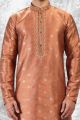 Jaquard Silk Brocade Rust Kurta Pajama (NMK-6596)