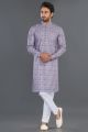 Lavender Cotton Mens Kurta Pajama (NMK-8142)