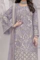 Lavender Faux Georgette Embroidered Salwar Suit (NWS-6963)