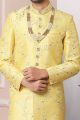 Lemon Art Banarasi Silk Sherwani for Men (NMK-5958)