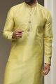 Lemon Jaquard Silk Brocade Kurta Pajama (NMK-5948)