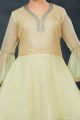 Lemon Yellow Net Girls Salwar Kameez (NFG-267)