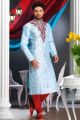 Light Blue Art Dupion Kurta Pajama (NMK-1581)