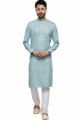 Light Blue Art Silk Kurta Pajama (NMK-7492)