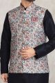 Light Blue Banarasi Silk Nehru Jacket (NMK-5681)