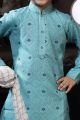 Light Blue Cotton Printed Boys Kurta (NKK-745)