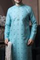 Light Blue Silk Kurta Pajama (NMK-6073)