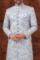 Light Bluish Grey Silk Mens Sherwani (NMK-5906)