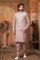 Light Brown Art Banarasi Silk Nehru Jacket (NMK-5603)