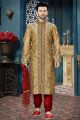 Light Brown Art Dupion Designer Kurta Pajama (NMK-3827)